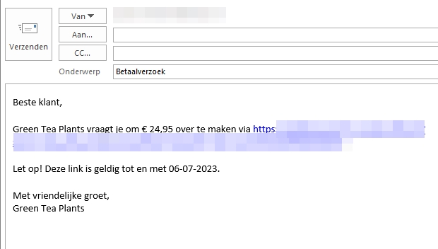 2- Betaalverzoek via eigen E-mail applicatie