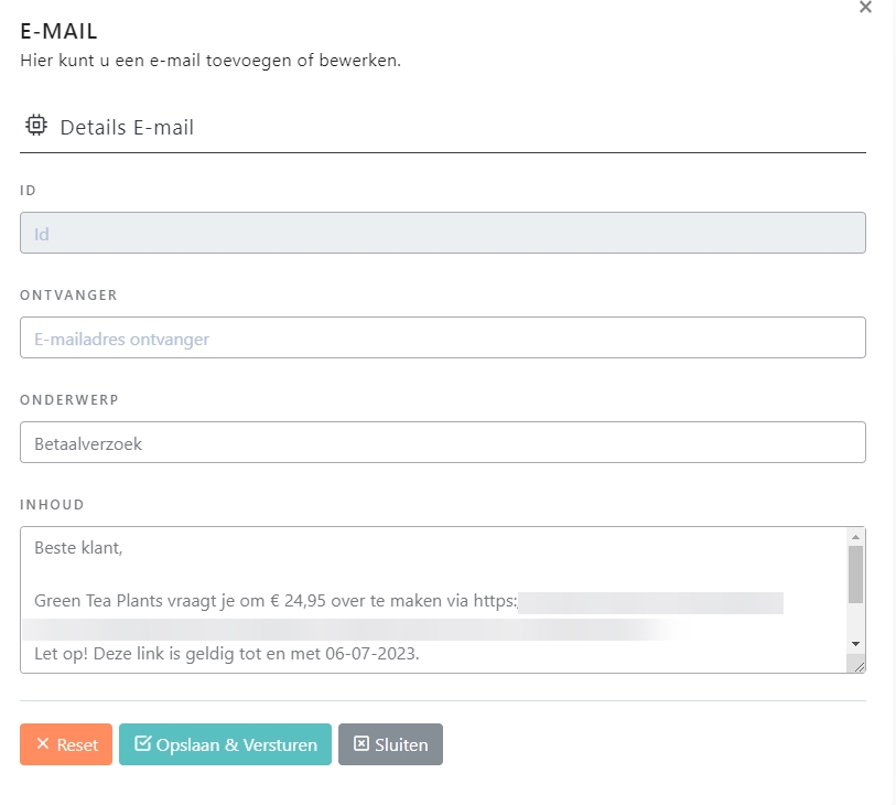 2- Betaalverzoek via AIHub E-mail