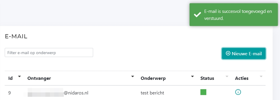Email verstuurd