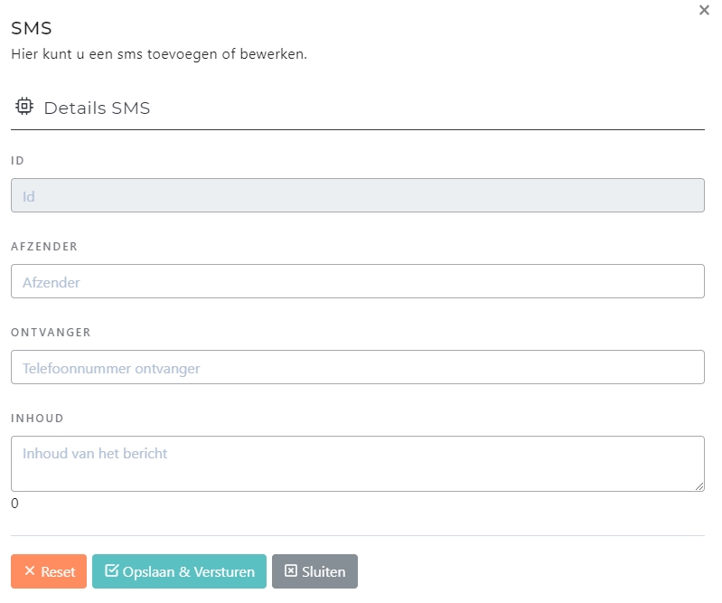 SMS opstellen