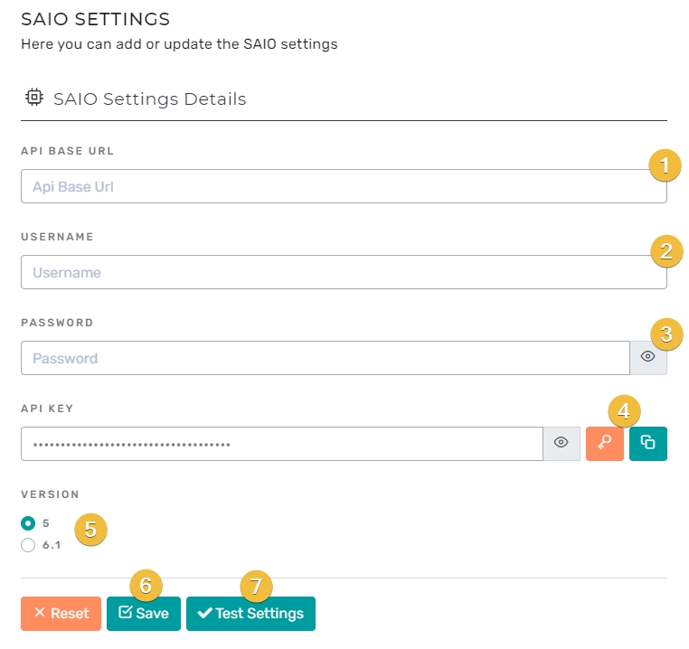 SAIO instellingen