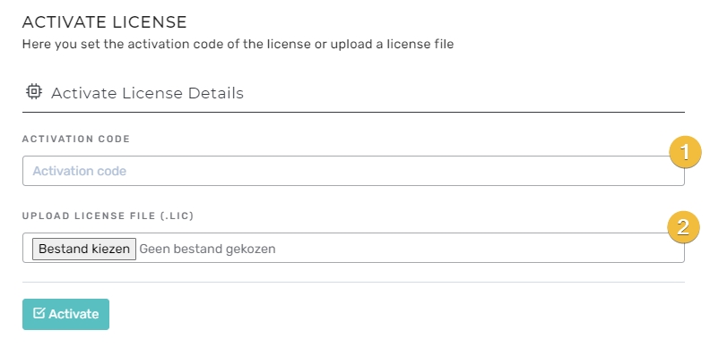 Licentie activatie