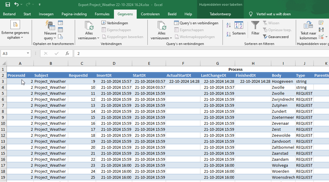 Excel filter